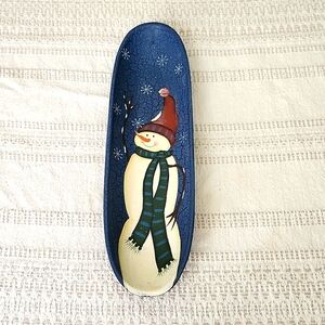 Handpainted snowman wooden bowl 15.5 x 4 inches home decoration Holiday